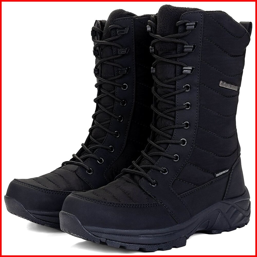 Women's Waterproof Winter Snow Boots Mid Calf Side Zipper Hiking